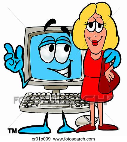 Computer with a woman View Large Clip Art Graphic Clip Art - Computer with a woman. Fotosearch