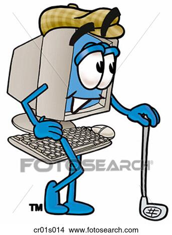 Computer with golf club View Large Clip Art Graphic Clipart - Computer with golf club. Fotosearch