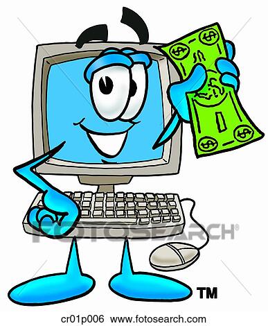 Computer with money View Large Clip Art Graphic Clip Art - Computer with money. Fotosearch