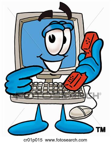 Clipart - Computer with phone. Fotosearch