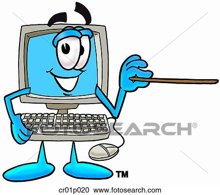 Computer with pointer View Large Clip Art Graphic Clipart - Computer with pointer. Fotosearch