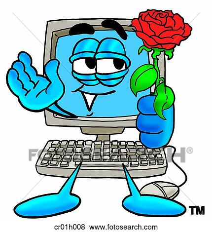 Computer with rose View Large Clip Art Graphic Clip Art - Computer with rose. Fotosearch