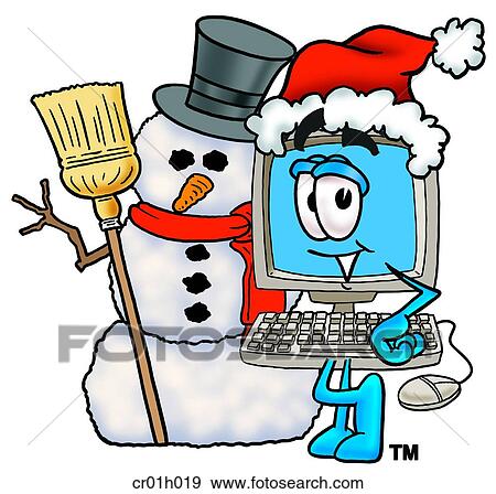 Computer with snowman View Large Clip Art Graphic Clip Art - Computer with snowman. Fotosearch