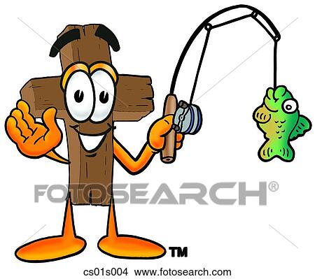 Clipart - Cross fishing. Fotosearch