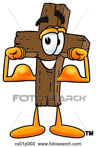 Clipart - Cross flexing muscles. Fotosearch