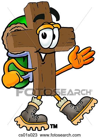 Clipart - Cross hiking. Fotosearch