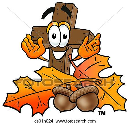 Cross in autumn View Large Clip Art Graphic Clipart - Cross in autumn. Fotosearch