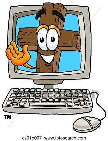 Cross in computer View Large Clip Art Graphic Clip Art - Cross in computer. Fotosearch
