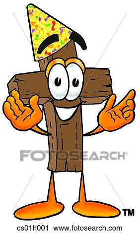 Clipart - Cross in party hat. Fotosearch
