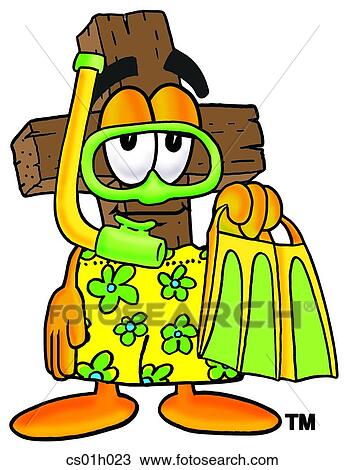 Clipart - Cross in swim trunks. Fotosearch