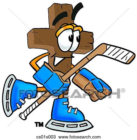 Clipart - Cross playing hockey. Fotosearch