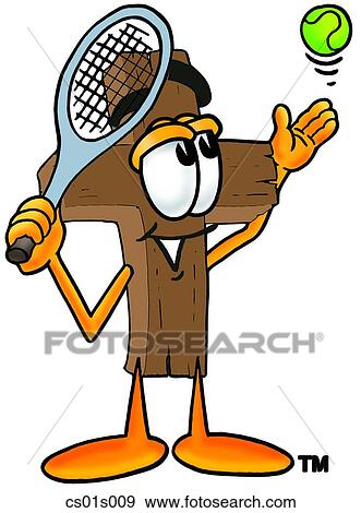 Clip Art - Cross playing tennis. Fotosearch