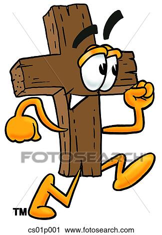 Clipart - Cross running. Fotosearch