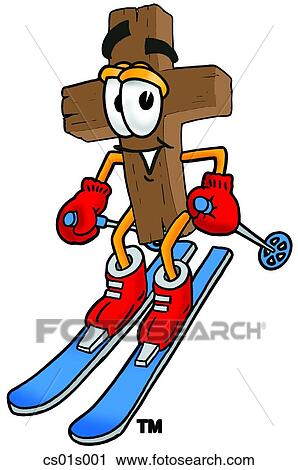 Clipart - Cross skiing. Fotosearch