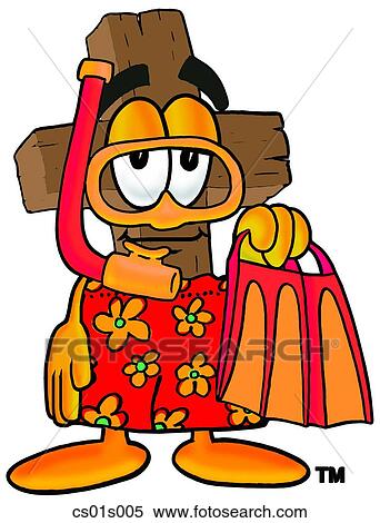 Clipart - Cross snorkeling. Fotosearch