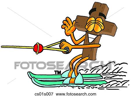 Cross water skiing View Large Clip Art Graphic Clip Art - Cross water skiing. Fotosearch