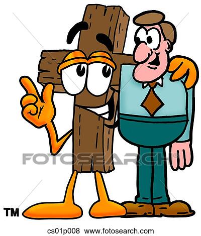 Clip Art - Cross with a man. Fotosearch