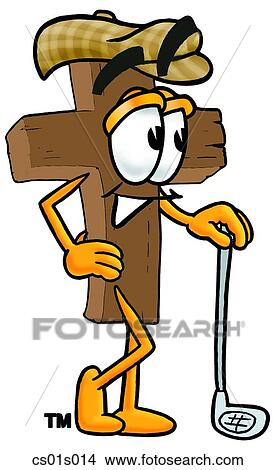 Clipart - Cross with golf club. Fotosearch