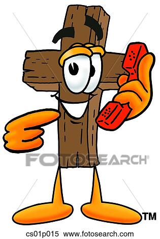 Cross with phone View Large Clip Art Graphic Clipart - Cross with phone. Fotosearch