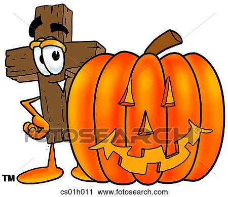 Cross with pumpkin View Large Clip Art Graphic Clipart - Cross with pumpkin. Fotosearch
