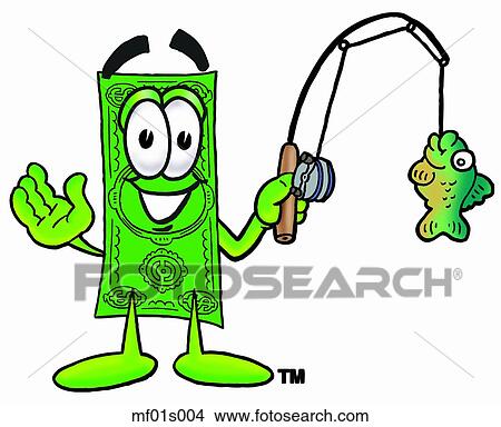 Clipart - Dollar flat fishing. Fotosearch