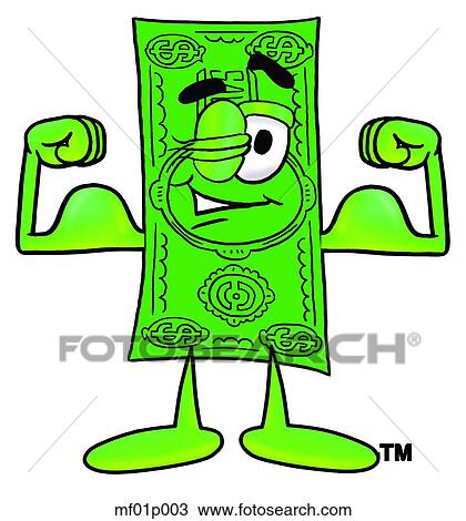 Clipart - Dollar flat flexing muscles. Fotosearch