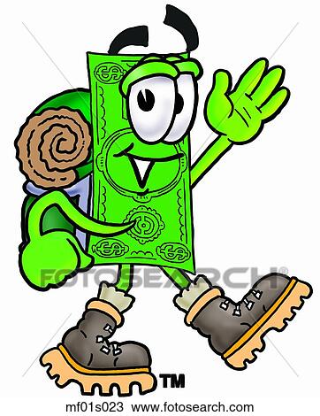 Clipart - Dollar flat hiking. Fotosearch