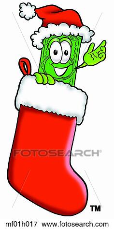 Clip Art - Dollar flat in stocking. Fotosearch
