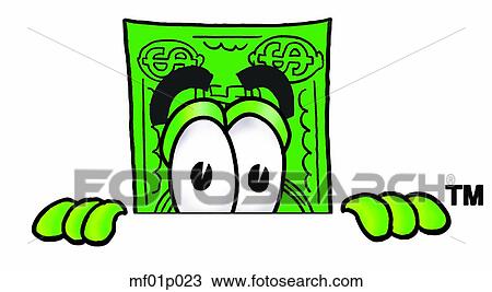 Dollar flat peeking over top View Large Clip Art Graphic Clipart - Dollar flat peeking over top. Fotosearch