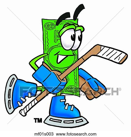 Clipart - Dollar flat playing hockey. Fotosearch