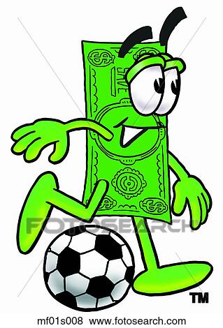 Clip Art - Dollar flat playing soccer. Fotosearch