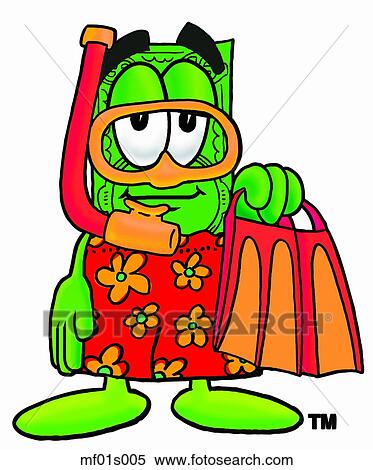 Clipart - Dollar flat snorkeling. Fotosearch