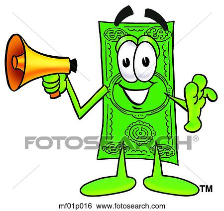 Clip Art - Dollar flat with megaphone. Fotosearch