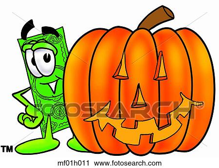 Clipart - Dollar flat with pumpkin. Fotosearch
