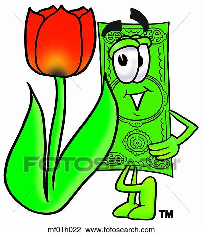 Clipart - Dollar flat with tulip. Fotosearch