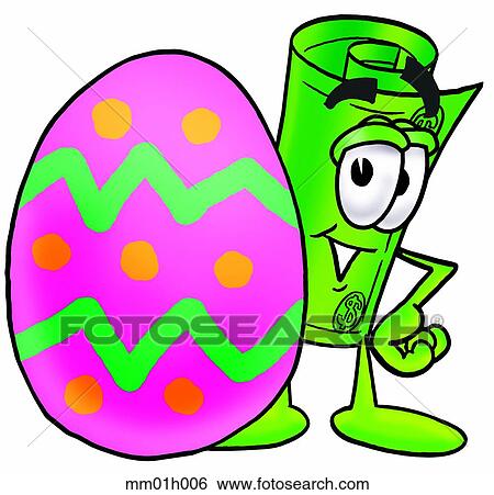 Clip Art - Dollar rolled and easter egg. Fotosearch