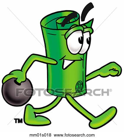 Clip Art - Dollar rolled bowling. Fotosearch
