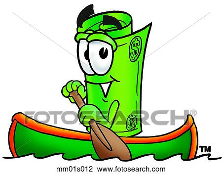 Clipart - Dollar rolled canoing. Fotosearch