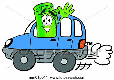 Clipart - Dollar rolled driving a car. Fotosearch