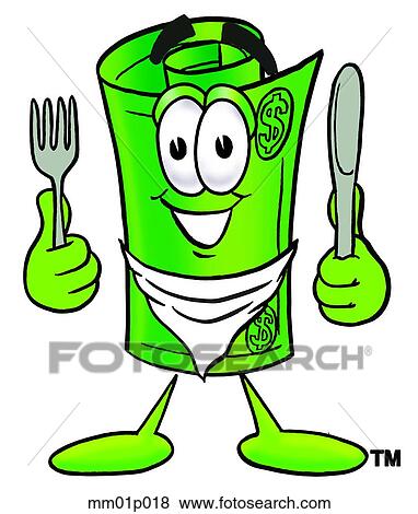 Clip Art - Dollar rolled eating. Fotosearch