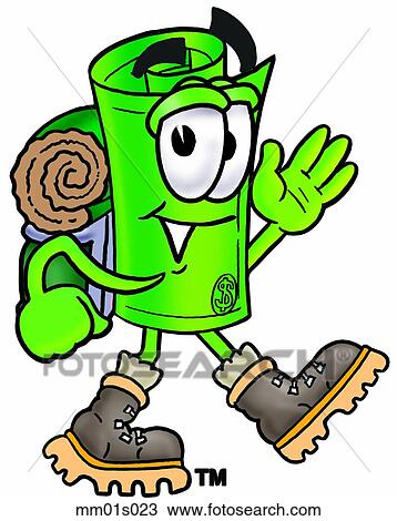 Clipart - Dollar rolled hiking. Fotosearch