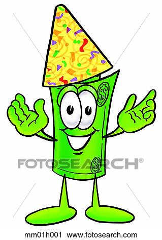 Dollar rolled in party hat View Large Clip Art Graphic Clipart - Dollar rolled in party hat. Fotosearch