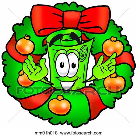 Dollar rolled in wreath View Large Clip Art Graphic Clip Art - Dollar rolled in wreath. Fotosearch