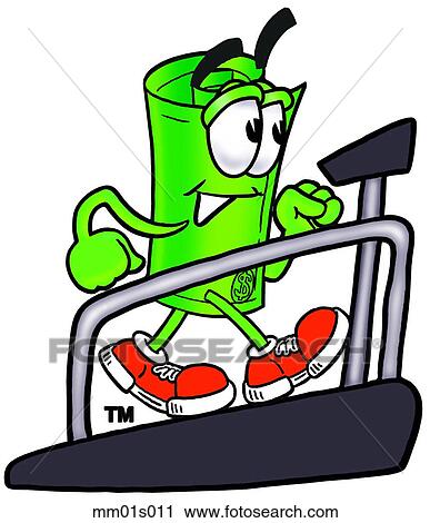 Dollar rolled on treadmill View Large Clip Art Graphic Clipart - Dollar rolled on treadmill. Fotosearch
