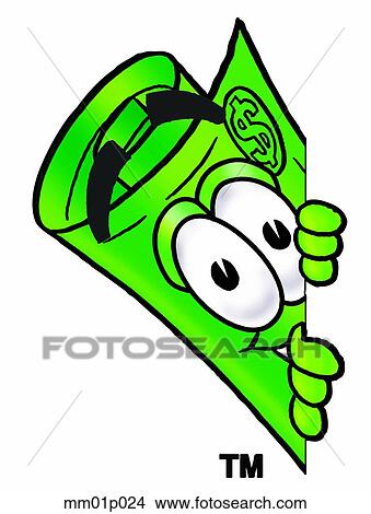 Dollar rolled peeking around side View Large Clip Art Graphic Clipart - Dollar rolled peeking around side. Fotosearch