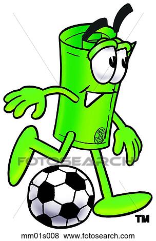 Clip Art - Dollar rolled playing soccer. Fotosearch