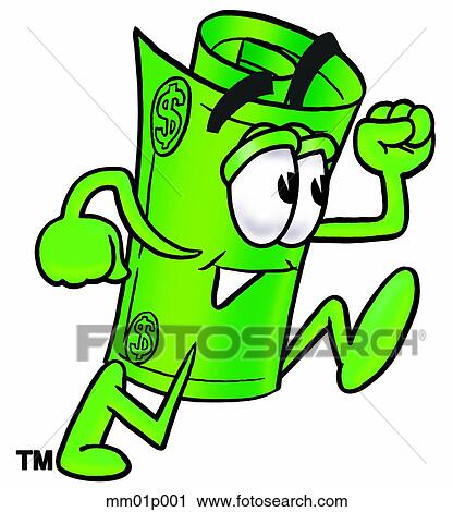 Clipart - Dollar rolled running. Fotosearch