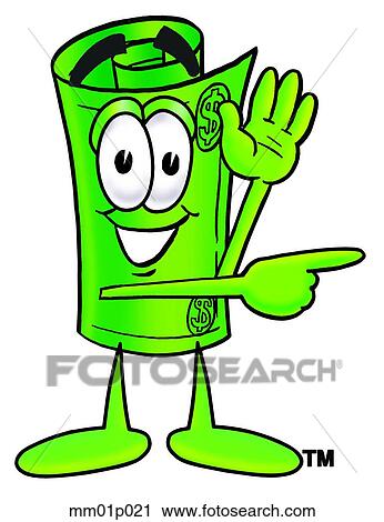 Dollar rolled waving and pointing View Large Clip Art Graphic Clipart - Dollar rolled waving and pointing. Fotosearch