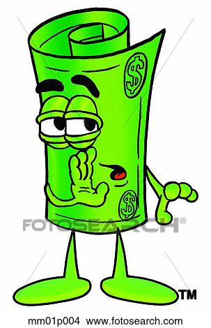 Clipart - Dollar rolled whispering. Fotosearch
