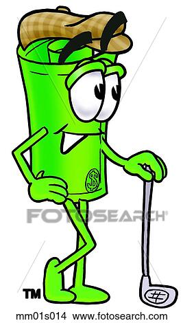 Dollar rolled with golf club View Large Clip Art Graphic Clipart - Dollar rolled with golf club. Fotosearch